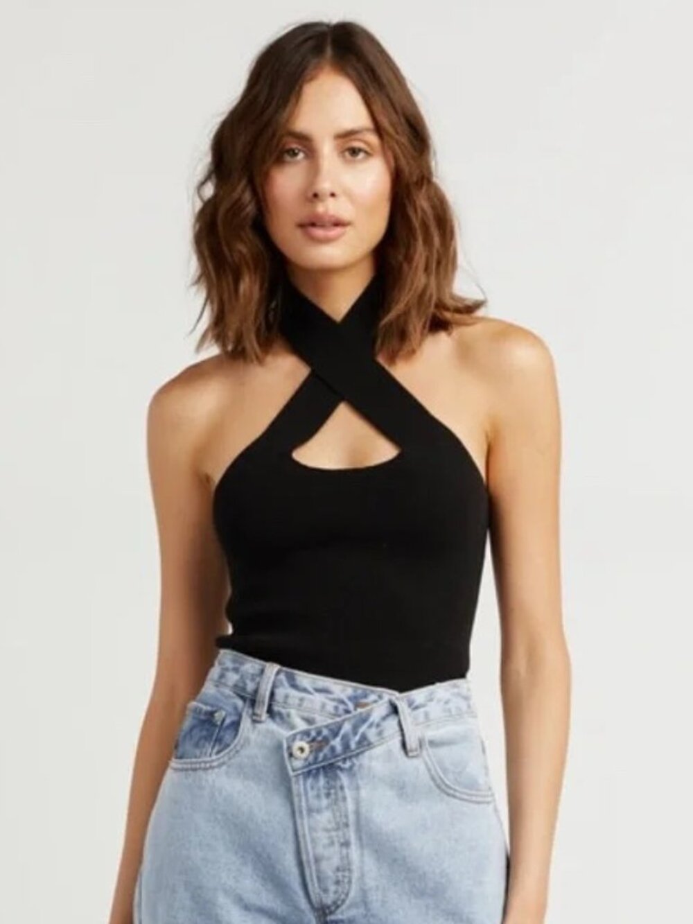 Dissh Misha Cut Out Knit Top - Black - Size AU 6 / US 2